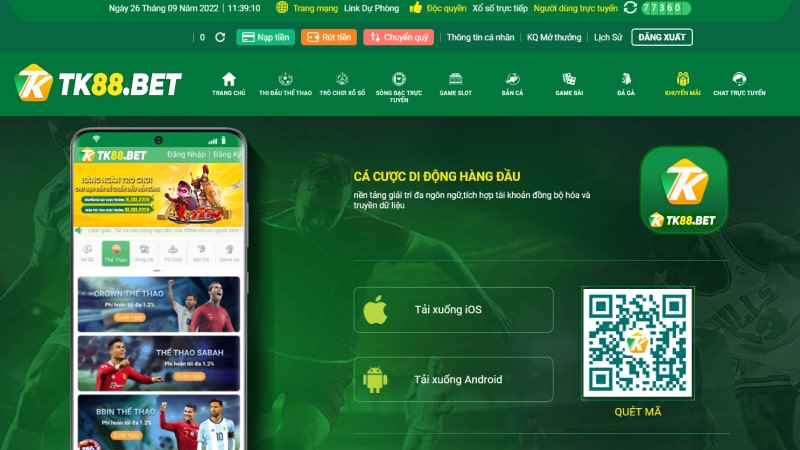 Tải APP TK88 Casino về máy để giải trí